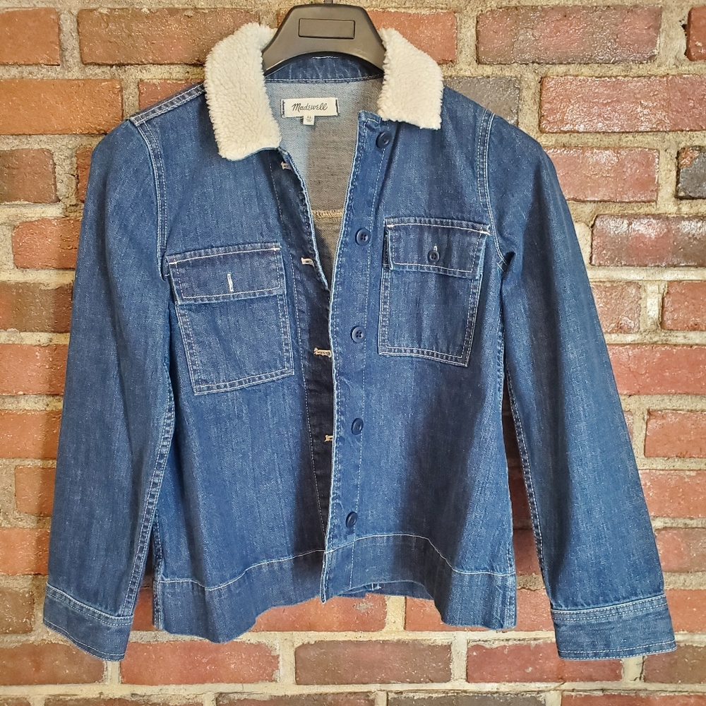 NWOT Madewell Faux Sherpa Collar Denim Jacket